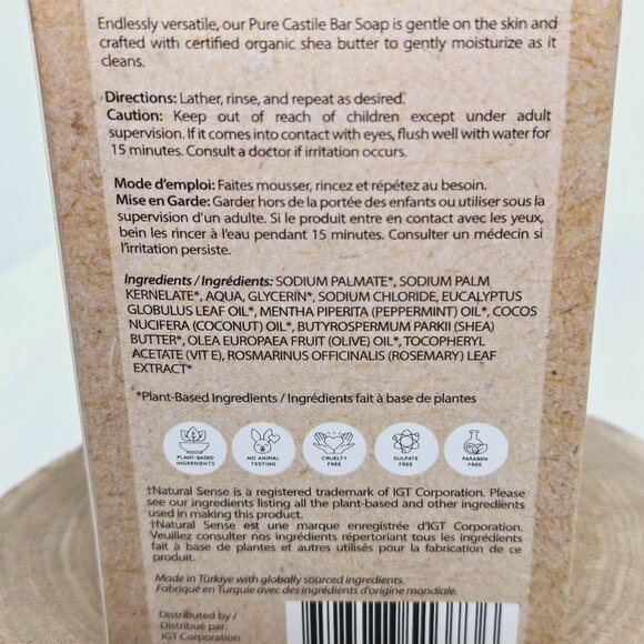 NEW NATURAL SENSE PLANT BASED PURE CASTILE SOAP ACTIVATED CHARCOAL & PEPPERMINT - Picture 5 of 6